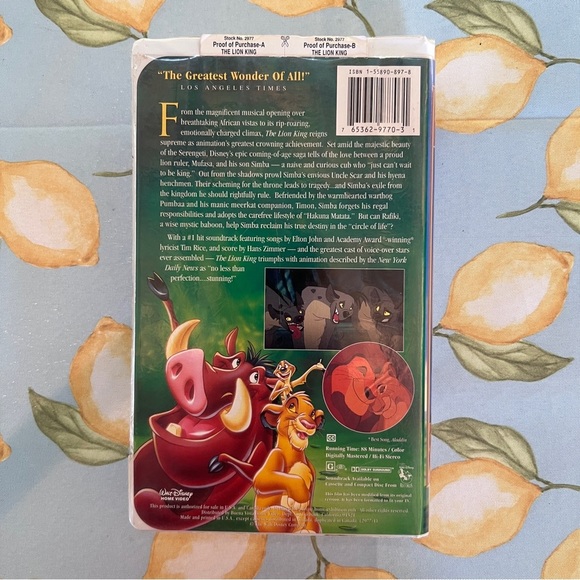 Disney’s The Lion King VHS tape - Picture 4 of 5